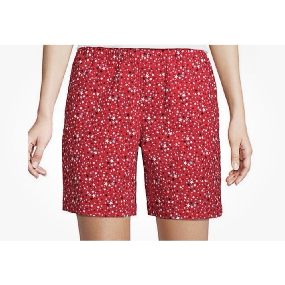 Lands End Americana Stars Red White and Blue Pull On Mid Rise Shorts Size 8